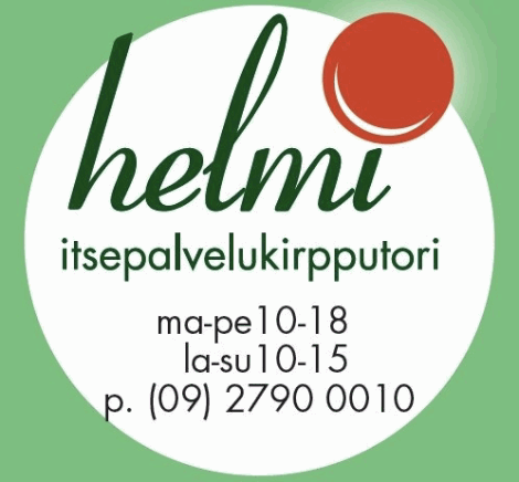 Helmi Itsepalvelukirpputori: ma-pe kello 10-18, la-su 10-15. Puhelin: (09) 2790 0010.