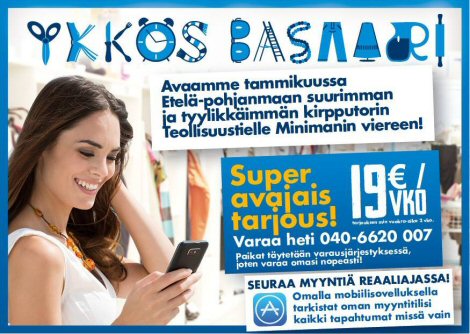 Ykkös Basaari: avaamme tammikuussa Etelä-Pohjanmaan suurimman ja tyylikkäimmän kirpputorin Teollisuustielle Minimanin viereen!